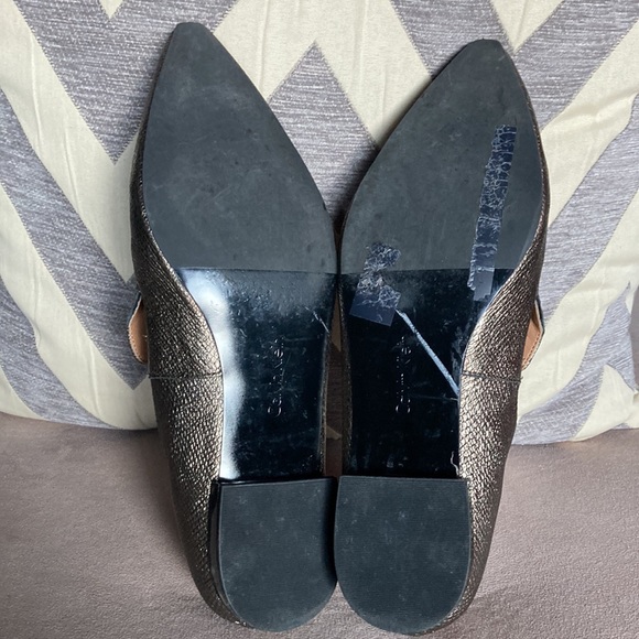 Calvin Klein Metallic Leather Pointy Flats - Picture 4 of 5